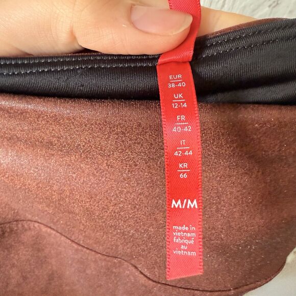 Spanx Faux Leather Leggings Mahogony Reddish Brown Sz M Pull On - Picture 3 of 11